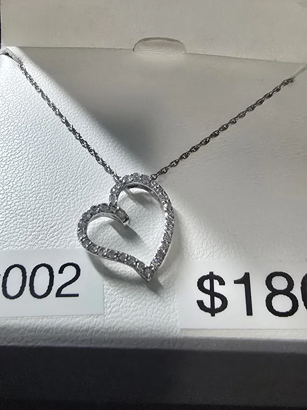 Sterling Silver Heart Pendant Necklace - White/Silver